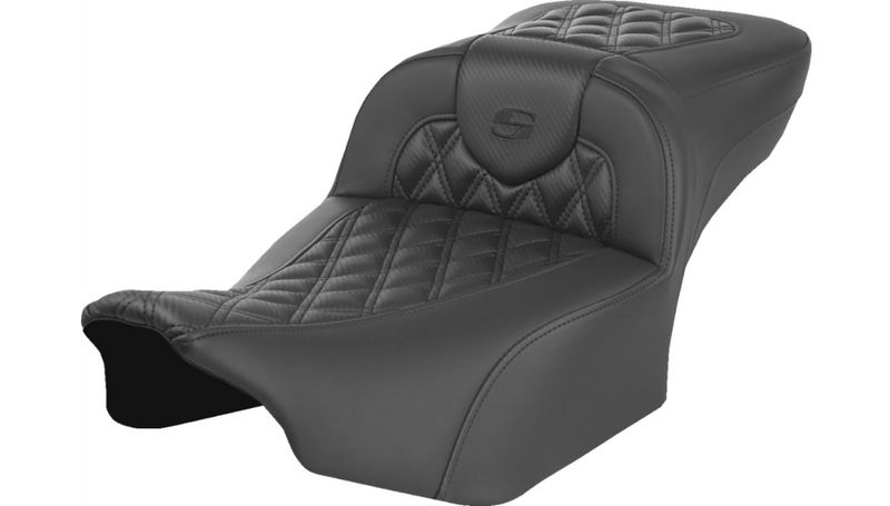 SADDLEMEN Heated RoadSofa Seat - Extended Reach - Lattice Stitch - w/o Backrest - FLT/FLH '23-'25 - 823-07-207A0