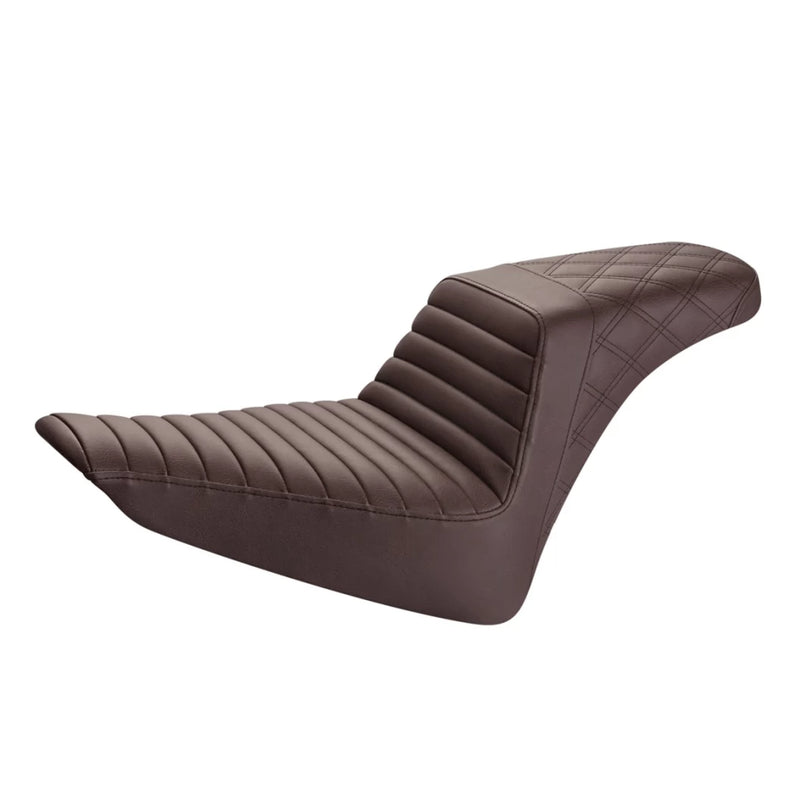 SADDLEMEN Step Up Seat - Tuck and Roll/Lattice Stitched - Brown - Softail '11-'17 - 812-26-176BR - PartsOutlet.com.au