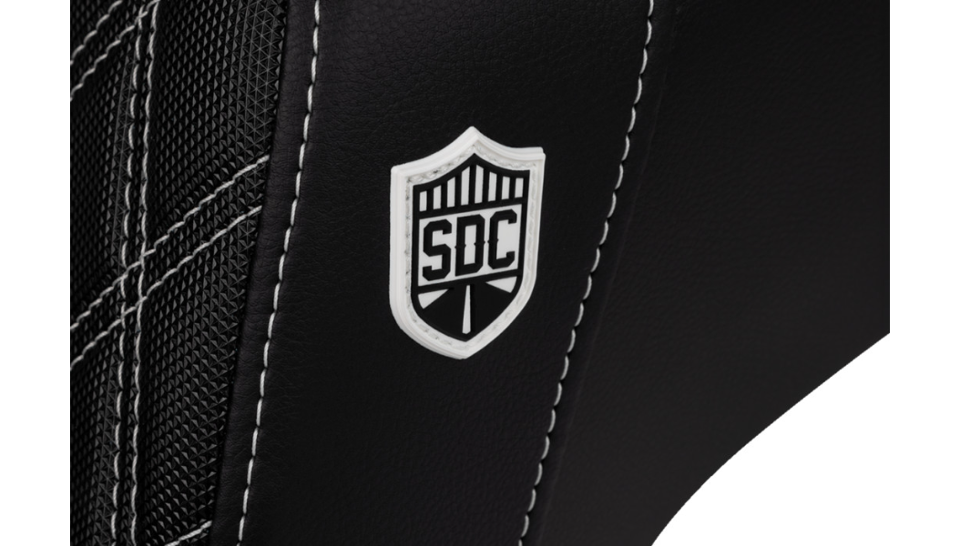 SADDLEMEN Pro Series SDC Performance Seat - Carbon Fiber/Lumbar Gripper - White Stitch - Dyna '06-'17 - SC80604WHI - PartsOutlet.com.au