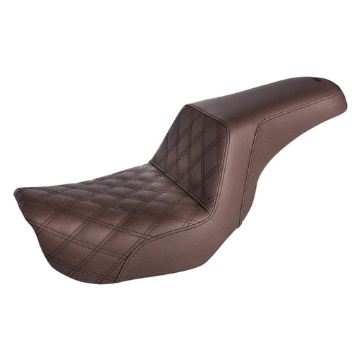 SADDLEMEN Step Up Seat - Lattice Stitched - Brown - Dyna '06-'17 - 806-04-172BR - PartsOutlet.com.au