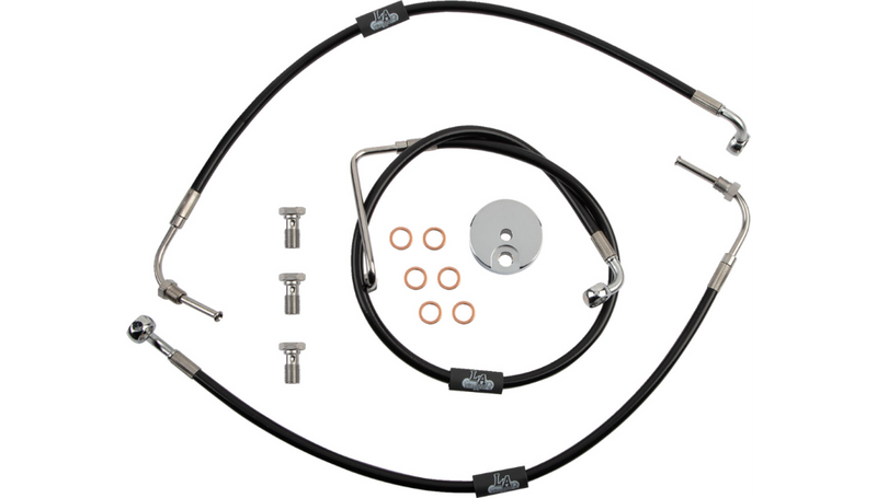 LA CHOPPERS Brake Line - 12" - 14" Ape Hanger Handlebars - Black - FXDF '08-'17 - LA-8230B13B
