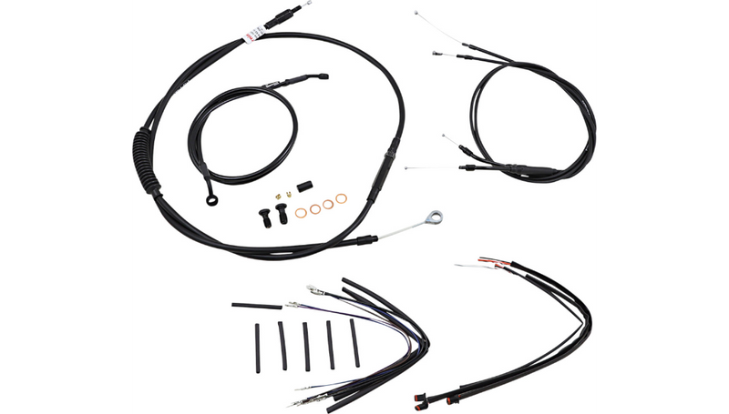 BURLY BRAND Cable Kit - Jail Bar - 14" Handlebars - Harley-Davidson '12-'17 - Black Vinyl B30-1151