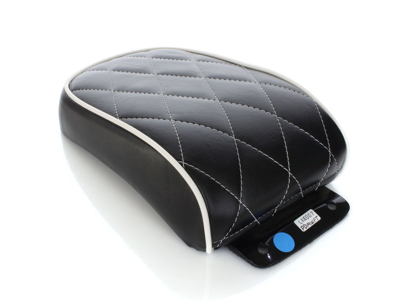 LE PERA Bare Bones Pillion Pad With White Stitching & White Piping. Fits Softail 2008-2017 With 150 OEM Rear Tyre - LXE-007PDMWTP - PartsOutlet.com.au