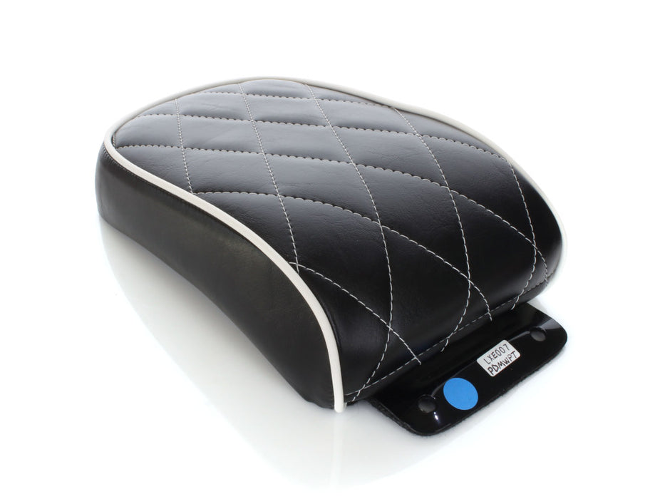 LE PERA Bare Bones Pillion Pad With White Stitching & White Piping. Fits Softail 2008-2017 With 150 OEM Rear Tyre - LXE-007PDMWTP