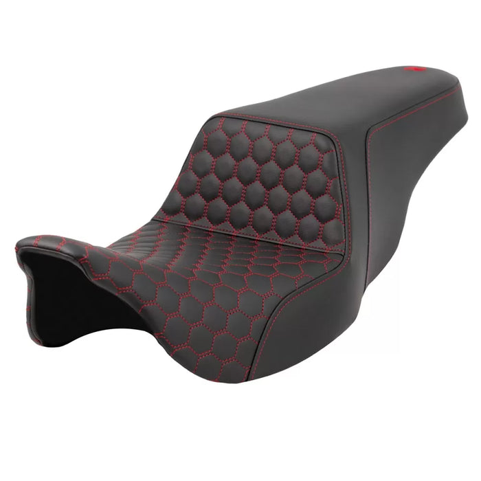 SADDLEMEN Step-Up Seat - Honeycomb - Extended Reach - Red Stitching - FL '08-'23 A808-07B-178RED - PartsOutlet.com.au