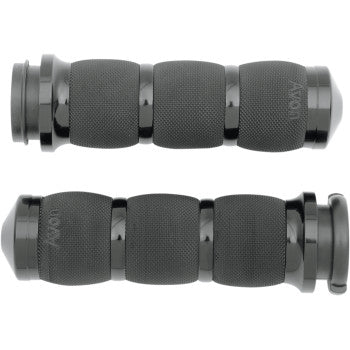 Air Cushion Handgrips – Black. Fits Big Twin 2008-2024 with Throttle-by-Wire - AIR-90-ANO-FLY