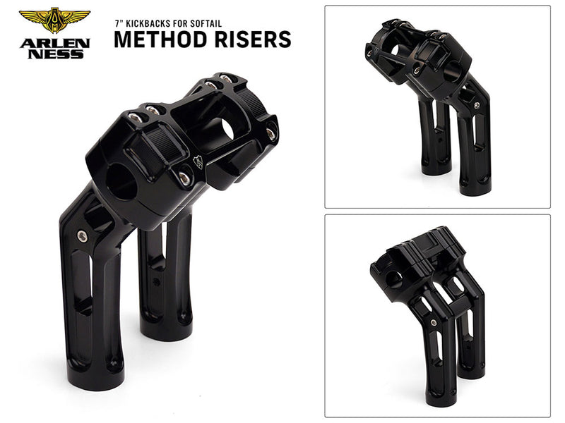ARLEN NESS Risers - Method - Softail Gauge Cut-Out - 7" - Black 520-055