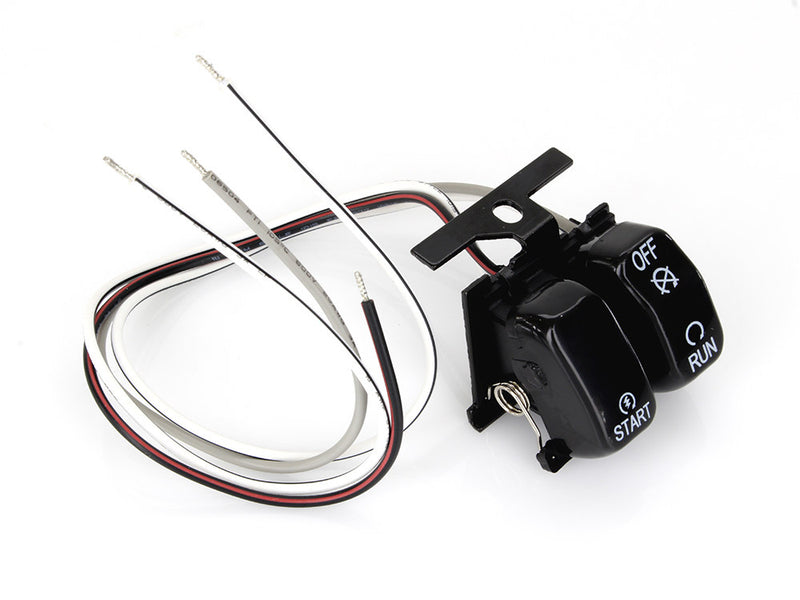 Rollies Engine Start & Stop Handlebar Switch – Black. Fits Softail 1996-2011, Dyna 1996-2012, Sportster 1996-2013 & Touring 1996-2013 BAI-18-0333B-S