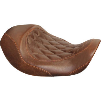 MUSTANG Wide Tripper Forward Solo Seat - Brown - Harley-Davidson Dyna '06-'17 - Diamond - 76711