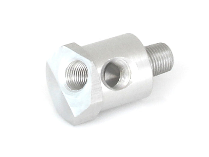 Bender Cycle Oil Pressure Gauge Dual Adapter – Silver. Fits Big Twin 1984-1999.