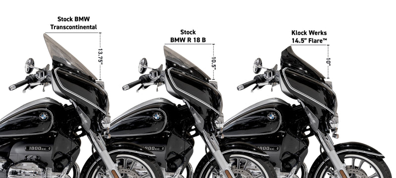 KLOCK WERKS Flare Windshield - 14-1/2" - Dark Smoke - BMW R18 '22-'24 - KWW-06-0608-DS