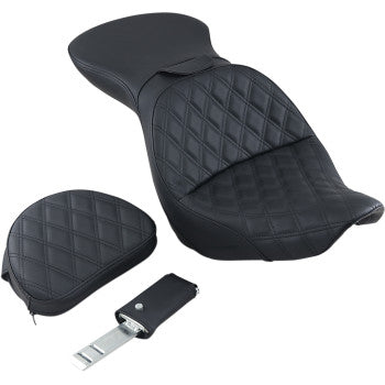 SADDLEMEN Explorer Seat Lattice Stitched - W/Backrest - Softail '06-'17 - 806-12-030LS