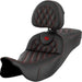 SADDLEMEN Roadsofa Seat - with Backrest - Red Stitch - FL '08-'23 A808-07R-182RED - PartsOutlet.com.au