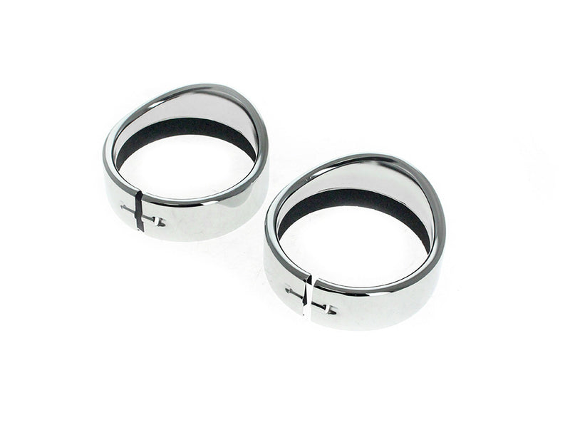 Peaked Visor Style 4-1/2in. Passing Lamp Trim Ring – Chrome. Fits Big Twin 1969up