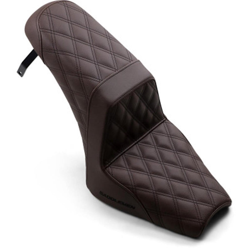 SADDLEMEN Step Up Seat - Lattice Stitched - Brown - Indian Scout Bobber '18-'24 - I18-33-175BR