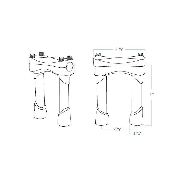 BILTWELL Risers - Murdock - 6" - Chrome 6403-105-06