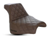 SADDLEMEN Step Up Seat - 18+ Fat Bob - Lattice Stitched - Brown 818-28-172BR - PartsOutlet.com.au