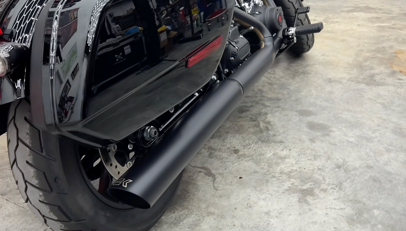 KHROME WERKS Hp-Plus Slip-On Slash Down Muffler - 4" - Black - 2025+ M8 Softail - 40FSL-4031-BLK