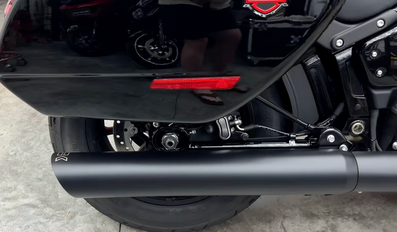 KHROME WERKS Hp-Plus Slip-On Slash Down Muffler - 4" - Black - 2025+ M8 Softail - 40FSL-4031-BLK