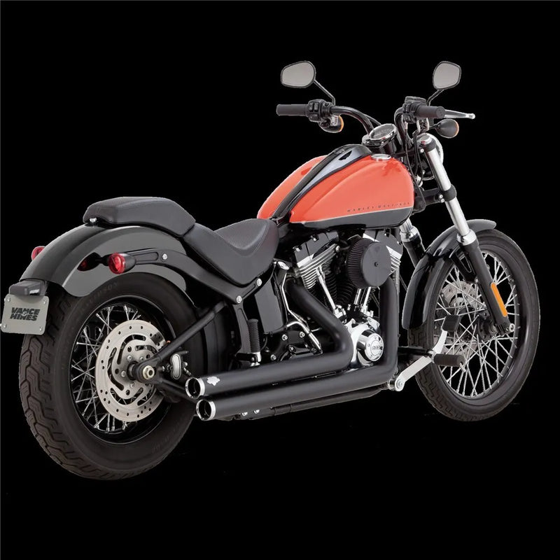 VANCE & HINES Big Shots Staggered Exhaust System W/PCX - Black - Softail '10-'17 (Excluding Breakout) - 47339