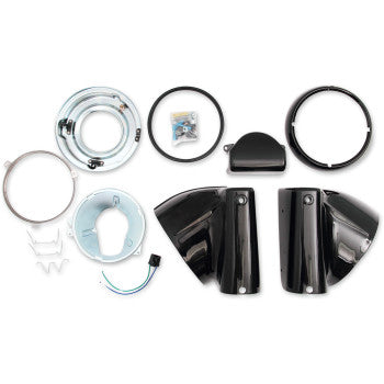 DRAG SPECIALTIES 7" Nacelle Headlight Kit - Black - FL '86-'15 - L20-0629GB