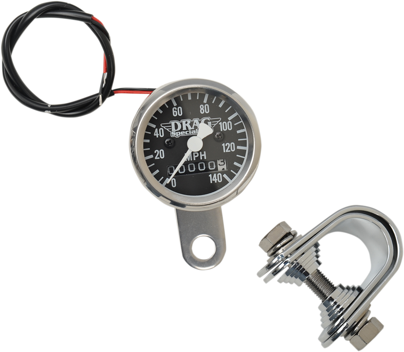 DRAG SPECIALTIES Mini Speedometer - Black - 2240:60 Ratio - 1-7/8" - 21-6960DS-BX15A