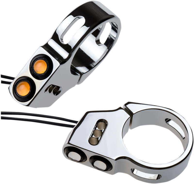JOKER MACHINE Rat Eye LED Turn Signals - 41 mm - Chrome 05-200-2C - PartsOutlet.com.au