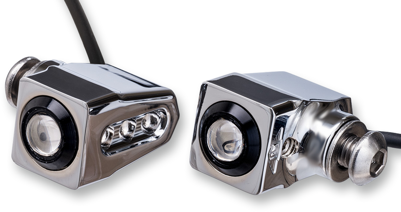 JOKER MACHINE Side-mount LED Turn Signals - Chrome/Red 05-206-RC - PartsOutlet.com.au