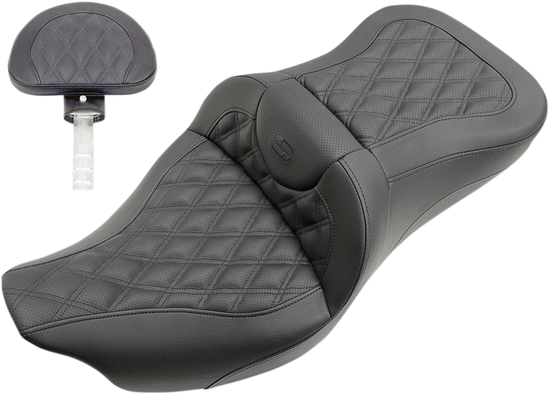 SADDLEMEN Lattice Stitch Roadsofa™ Seat - Backrest - FL '08-'23 HD Touring - Street/ Road/ Electra - 808-07B-182BR - PartsOutlet.com.au
