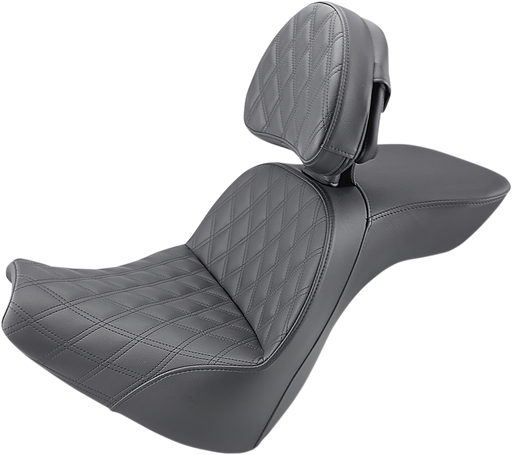 SADDLEMEN Explorer Seat - Lattice Stitch - Includes Backrest - '18-'22 Breakout - 818-31-030LS - PartsOutlet.com.au