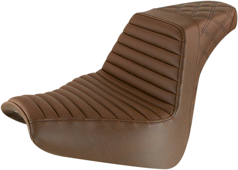 SADDLEMEN Step Up Seat - Tuck and Roll/Lattice Stitched - Brown -18+ Breakout - 818-31-176BR - PartsOutlet.com.au