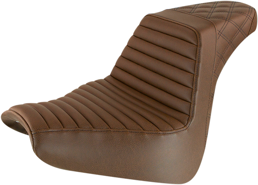 SADDLEMEN Step Up Seat - Tuck and Roll/Lattice Stitched - Brown -18+ Breakout - 818-31-176BR - PartsOutlet.com.au