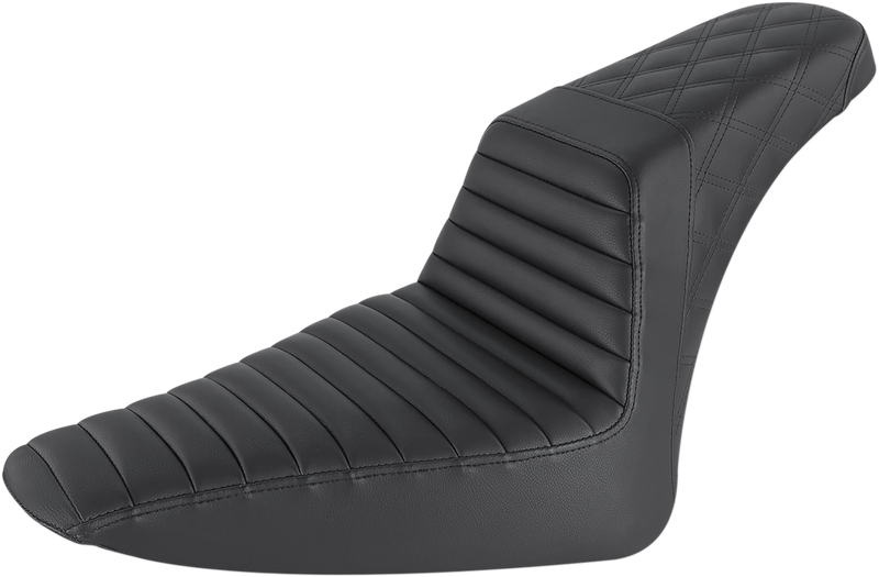 SADDLEMEN Step Up Seat - Tuck and Roll/Lattice Stitched - Black - Softail '11-'17 - 812-26-176 - PartsOutlet.com.au
