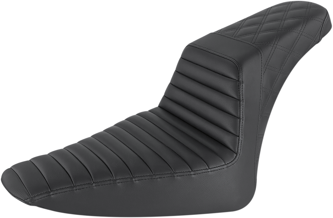 SADDLEMEN Step Up Seat - Tuck and Roll/Lattice Stitched - Black - Softail '11-'17 - 812-26-176 - PartsOutlet.com.au