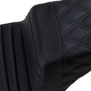 SADDLEMEN Step Up Seat - Tuck and Roll/Lattice Stitched - Black - 18+ Street Bob - 818-30-176 - PartsOutlet.com.au