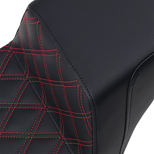 SADDLEMEN Step Up Seat - 18+ Street Bob - Lattice Stitched - Red 818-30-172RD - PartsOutlet.com.au