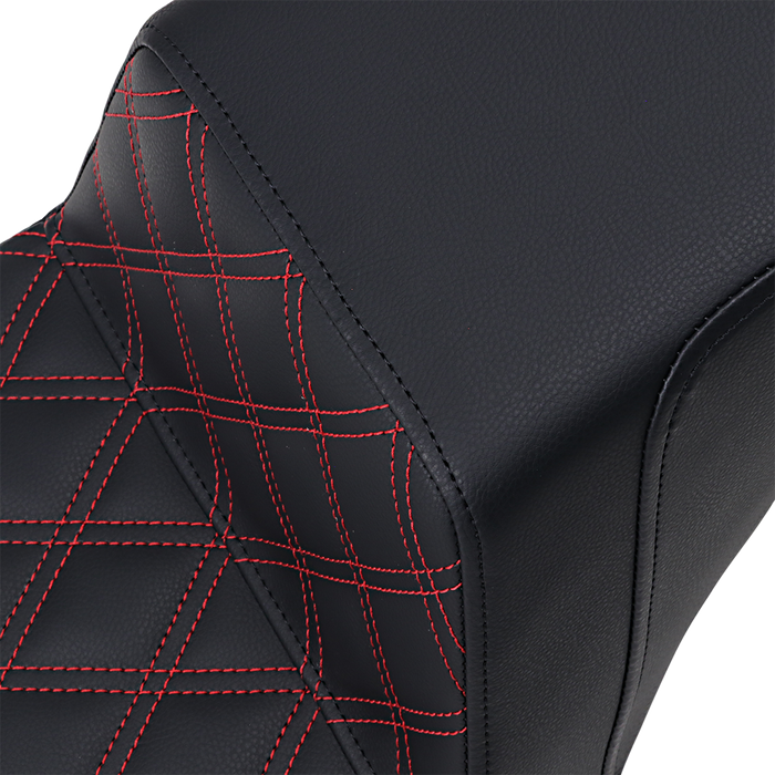 SADDLEMEN Step Up Seat - 18+ Street Bob - Lattice Stitched - Red 818-30-172RD - PartsOutlet.com.au