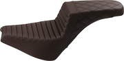SADDLEMEN Step Up Seat - Tuck and Roll/Lattice Stitched - Brown - 18+ Street Bob - 818-30-176BR - PartsOutlet.com.au