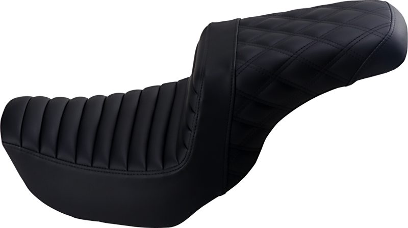 SADDLEMEN Step Up Seat - Tuck and Roll/Lattice Stitched - Black Dyna '06-'17 - 806-04-176 - PartsOutlet.com.au