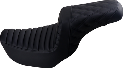 SADDLEMEN Step Up Seat - Tuck and Roll/Lattice Stitched - Black Dyna '06-'17 - 806-04-176 - PartsOutlet.com.au