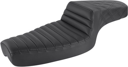 SADDLEMEN Step Up Seat - Tuck and Roll/Lattice Stitched - Sportster XL '79-'03 - Black 879-03-176 - PartsOutlet.com.au