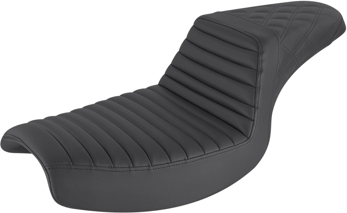 SADDLEMEN Step Up Seat - Tuck and Roll/Lattice Stitched - FXR '82-'99 - Black 882-09-176 - PartsOutlet.com.au