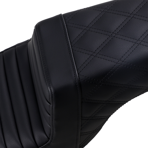 SADDLEMEN Step Up Seat - Tuck and Roll/Lattice Stitched - XL 04+ Sportster Black 807-11-176 - PartsOutlet.com.au