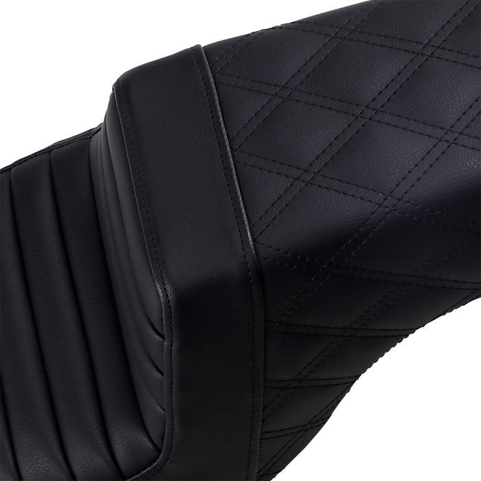 SADDLEMEN Step Up Seat - Tuck and Roll/Lattice Stitched - XL 04+ Sportster Black 807-11-176 - PartsOutlet.com.au