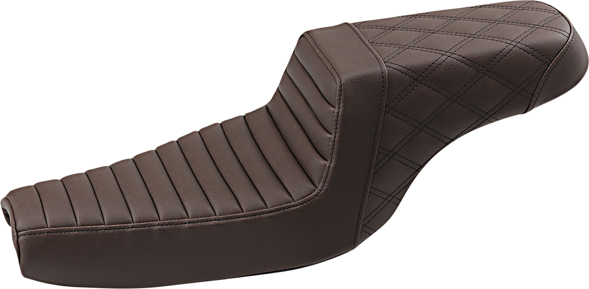 SADDLEMEN Step Up Seat - Tuck and Roll/Lattice Stitched - XL 04+ Sportster Brown 807-11-176BR - PartsOutlet.com.au