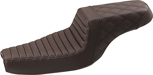 SADDLEMEN Step Up Seat - Tuck and Roll/Lattice Stitched - XL 04+ Sportster Brown 807-11-176BR - PartsOutlet.com.au