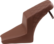 SADDLEMEN Step Up Seat - Indian Scout Bobber '18-'23 - Passenger Lattice Stitched - Brown I18-33-173BR - PartsOutlet.com.au