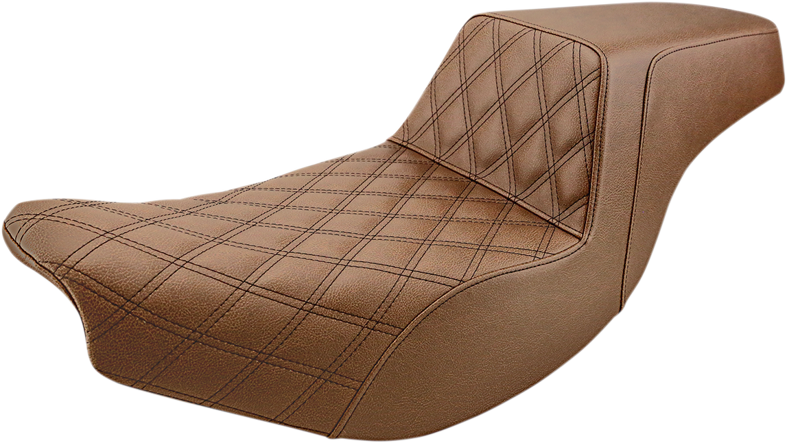 SADDLEMEN Step Up Seat - Indian Touring Chief/Chieftain/Roadmaster/Springfield '14-'23 Driver Lattice Stitched - Brown I14-07-172BR - PartsOutlet.com.au