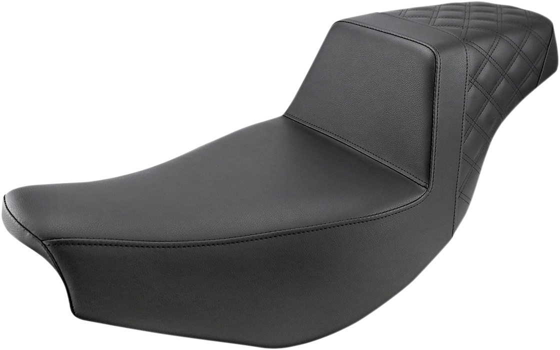 SADDLEMEN Step Up Seat - Driver Smooth/Passenger Lattice Stitched - Indian Touring Chief/Chieftain/Roadmaster/Springfield '14-'23 -Black I14-07-173 - PartsOutlet.com.au