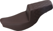SADDLEMEN Step Up Seat - Driver Smooth/Passenger Lattice Stitched - Indian Touring Chief/Chieftain/Roadmaster/Springfield '14-'23- Brown I14-07-173BR - PartsOutlet.com.au